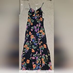 Express Floral Maxi Dress - Black, Orange, Purple